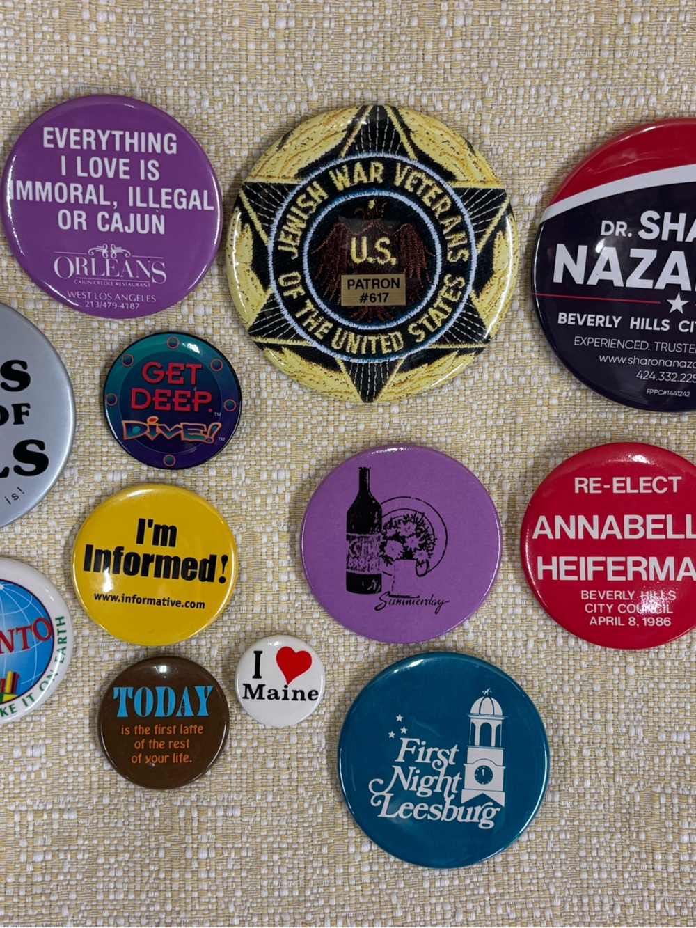 Assorted Collectible Pinback Buttons - Multicolor - Picture 3 of 5